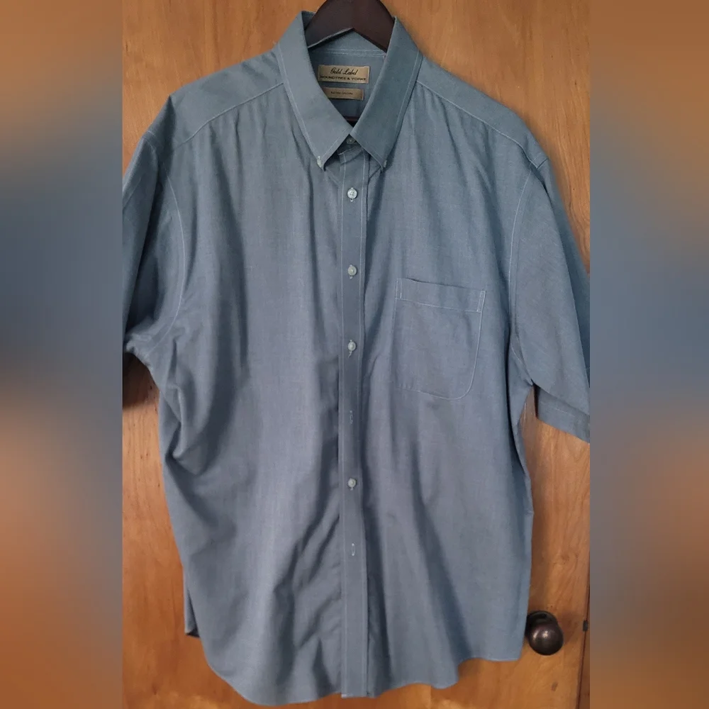 Roundtree & Yorke Gold Label Mens Gray Short Sleeve Shirt XL - Picture 1 of 9